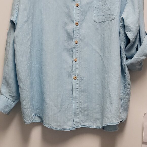 Carribean Mens Shirt Linen Blend Button Up 3XT Tall Roll Tab Long Sleeve Coastal - Picture 3 of 16